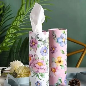 🥳 3/$26 Car Cup Holder Tissue Cans - Floral Facial Wipes  - Set of 2